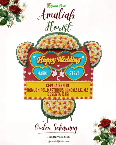 Karangan Papan Bunga Pernikahan di Kawoyang